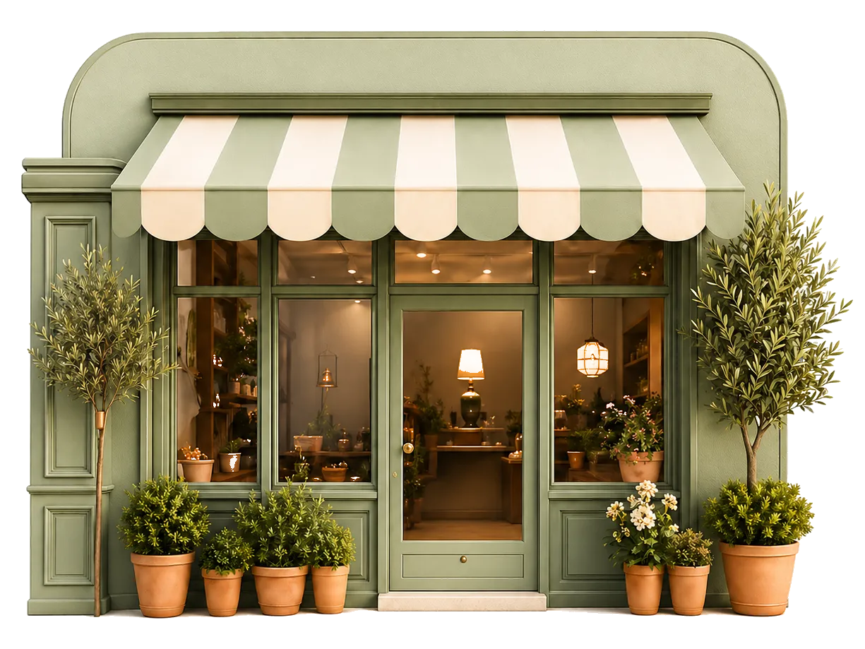 Illustrated boutique storefront